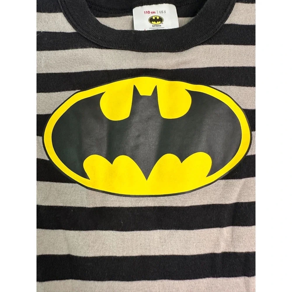Hanna Andersson Size 110 Black.& Gray Stripe Batman Organic Cotton Pajamas LJs
